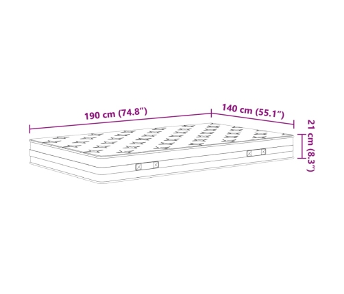 vidaXL Colchón de muelles Bonnell firmeza media 140x190 cm