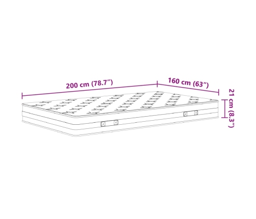 Colchón de muelles Bonnell firmeza media 160x200 cm