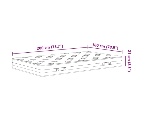 Colchón de muelles Bonnell firmeza media 180x200 cm