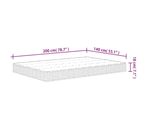 vidaXL Colchón de muelles Bonnell firmeza media 140x200 cm