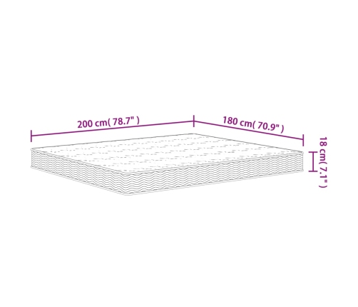 Colchón de muelles Bonnell firmeza media 180x200 cm