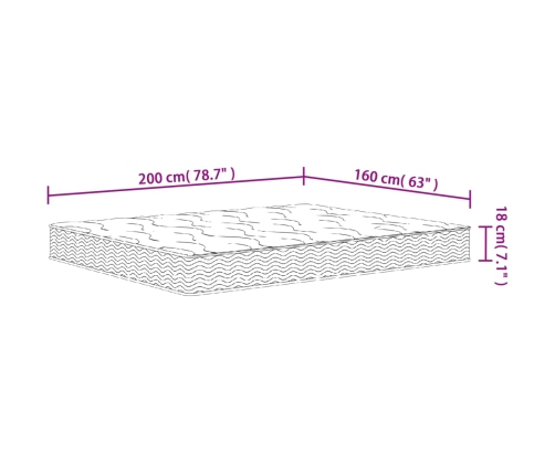 Colchón de muelles Bonnell firmeza media 160x200 cm