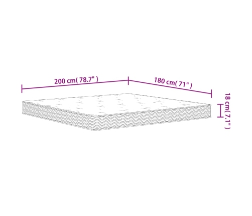 Colchón de muelles Bonnell firmeza media 180x200 cm
