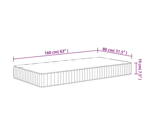 Colchón de muelles ensacados para niños firmeza media 80x160 cm