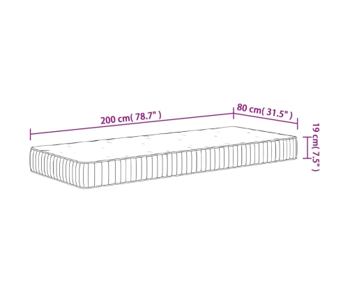 Colchón de muelles ensacados firmeza media 80x200 cm