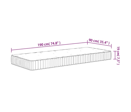 Colchón de muelles ensacados firmeza media 90x190 cm