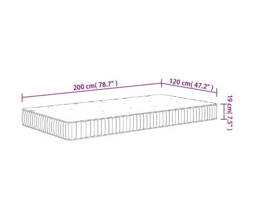 Colchón de muelles ensacados firmeza media 120x200 cm