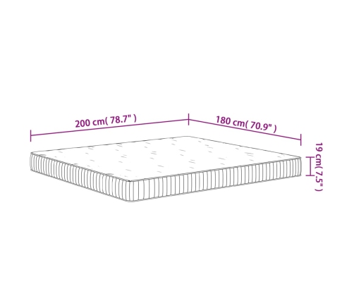 Colchón de muelles ensacados firmeza media 180x200 cm