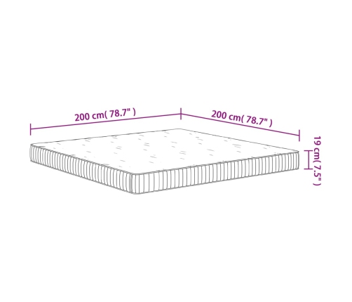 Colchón de muelles ensacados firmeza media 200x200 cm