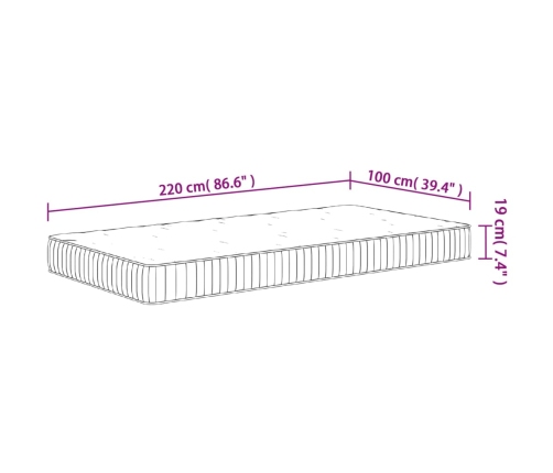 Colchón de muelles ensacados firmeza media 100x220 cm