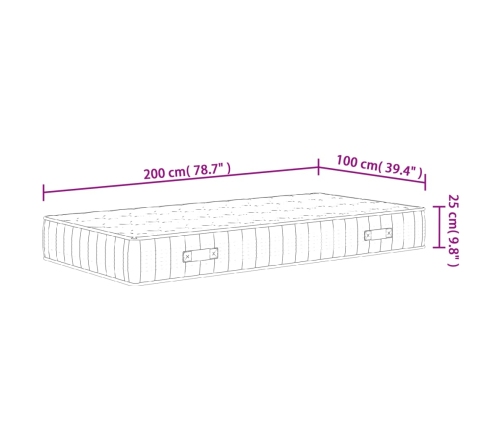 Colchón de muelles ensacados firmeza media 100x200 cm