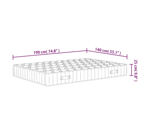 Colchón de muelles ensacados firmeza media 140x190 cm