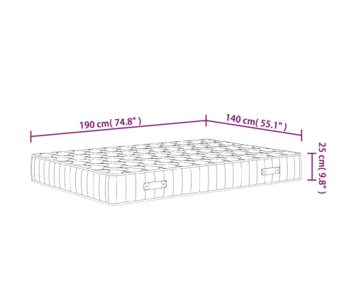 Colchón de muelles ensacados firmeza media 140x190 cm