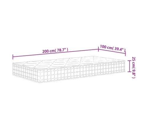 Colchón de muelles ensacados firmeza media 100x200 cm