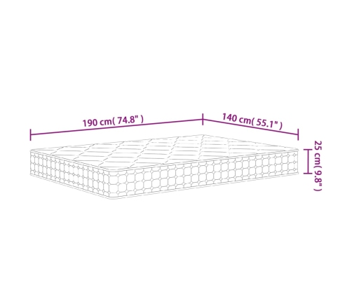 Colchón de muelles ensacados firmeza media 140x190 cm
