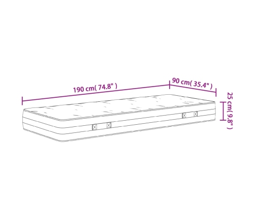 Colchón de muelles ensacados firmeza media 90x190 cm