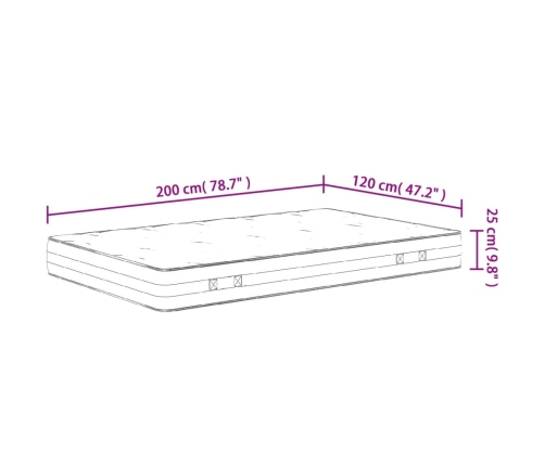 Colchón de muelles ensacados firmeza media 120x200 cm