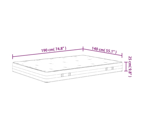 vidaXL Colchón de muelles ensacados firmeza media 140x190 cm