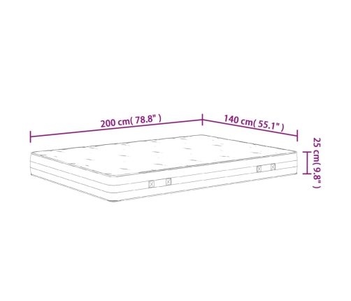 Colchón de muelles ensacados firmeza media 140x200 cm