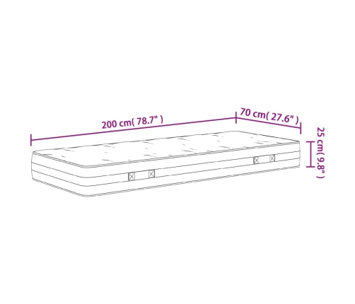 Colchón de muelles ensacados firmeza media 70x200 cm