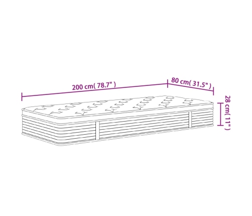 Colchón de muelles ensacados firmeza media plus 80x200 cm