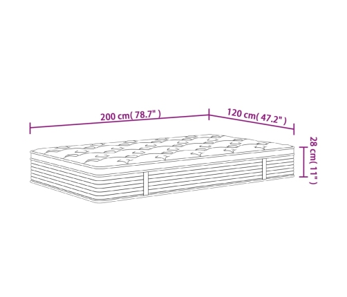Colchón de muelles ensacados firmeza media 120x200 cm