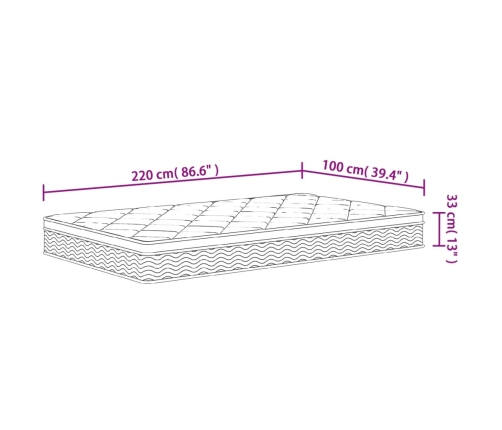 Colchón de muelles ensacados firmeza media plus 100x220 cm