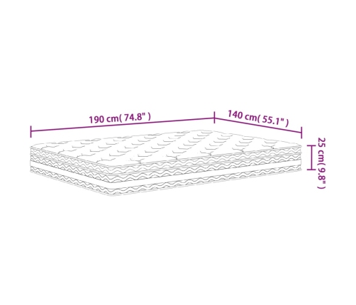 Colchón de muelles ensacados firmeza media 140x190 cm