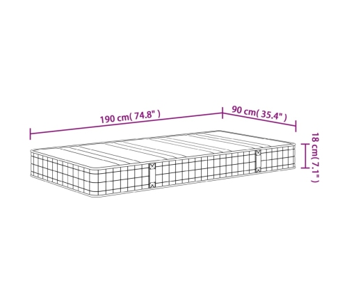 Colchón de muelles Bonnell firmeza media 90x190 cm