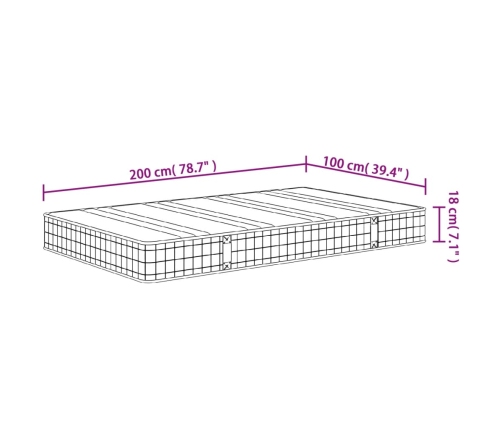 Colchón de muelles Bonnell firmeza media 100x200 cm