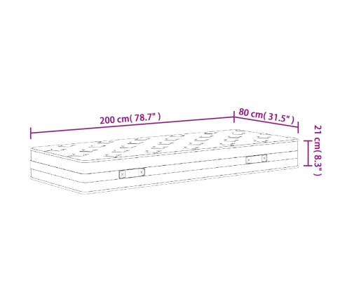 Colchón de muelles Bonnell firmeza media 80x200 cm