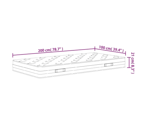 Colchón de muelles Bonnell firmeza media 100x200 cm