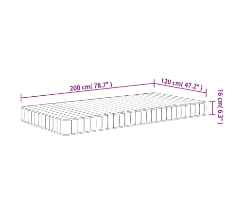 Colchón de espuma dureza media suave 120x200 cm