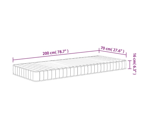 Colchón de espuma medio suave 70x200 cm