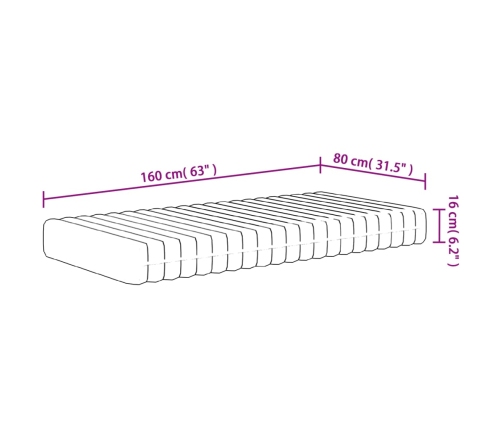 Colchón de espuma para niños dureza media suave 80x160 cm