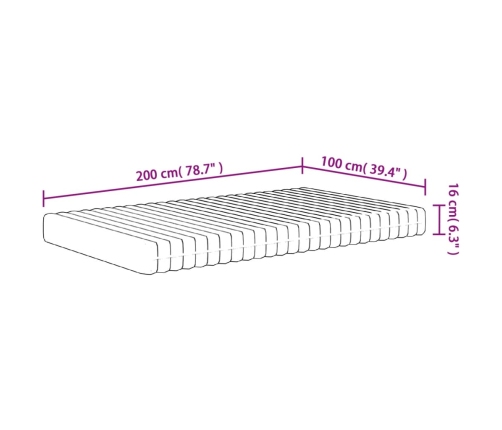 Colchón de espuma dureza media suave 100x200 cm