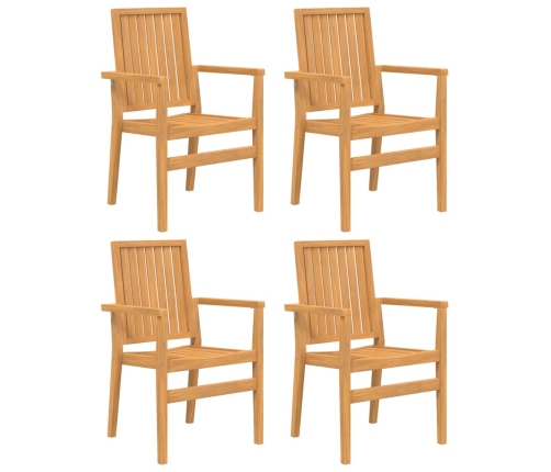 Sillas de jardín apilables 4 uds madera de teca 56,5x57,5x91 cm