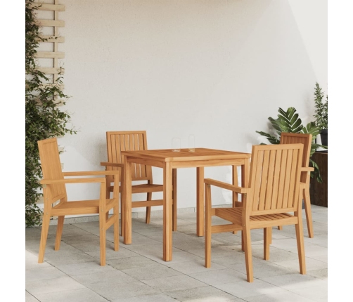 Sillas de jardín apilables 4 uds madera de teca 56,5x57,5x91 cm