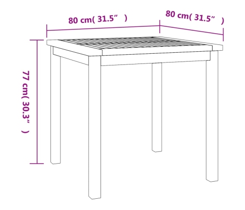 Juego de comedor para jardín 3 pzas madera maciza de teca