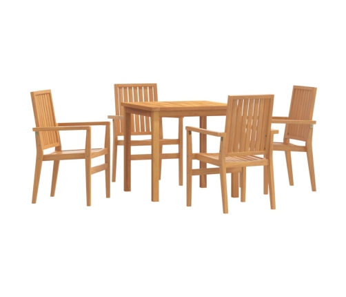 Juego de comedor para jardín 5 piezas madera maciza de teca