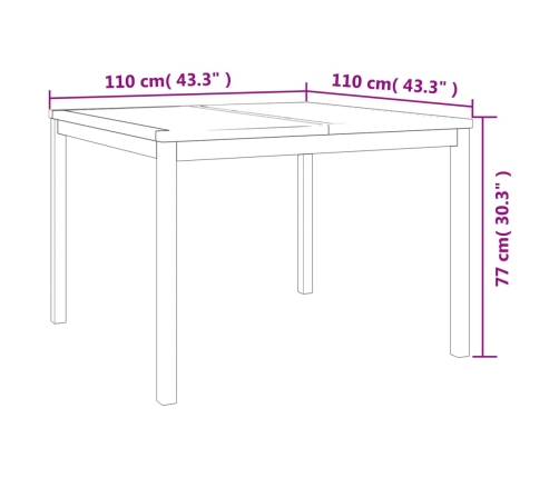 Juego de comedor para jardín 3 pzas madera maciza de teca