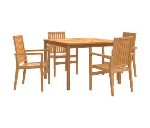 Juego de comedor para jardín 5 piezas madera maciza de teca