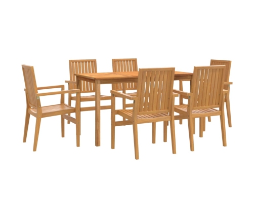 Juego de comedor de jardín 7 piezas madera maciza de teca