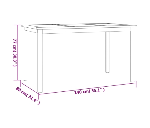 Juego de comedor de jardín 7 piezas madera maciza de teca