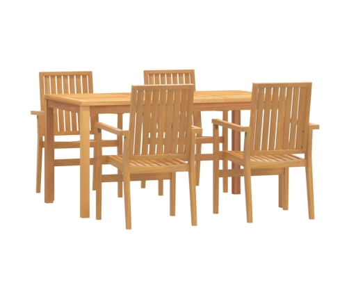 Juego de comedor para jardín 5 piezas madera maciza de teca