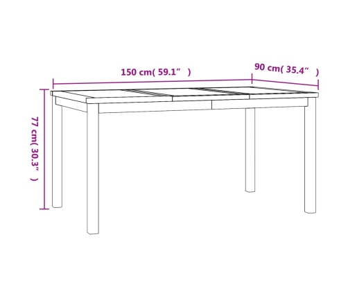 Juego de comedor para jardín 5 piezas madera maciza de teca