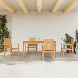 Juego de comedor para jardín 5 piezas madera maciza de teca