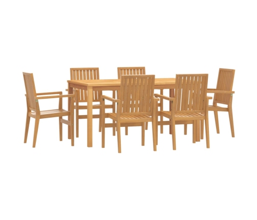 Juego de comedor de jardín 7 piezas madera maciza de teca