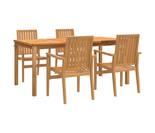 Juego de comedor para jardín 5 piezas madera maciza de teca