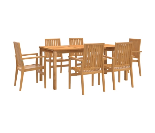 Juego de comedor de jardín 7 piezas madera maciza de teca